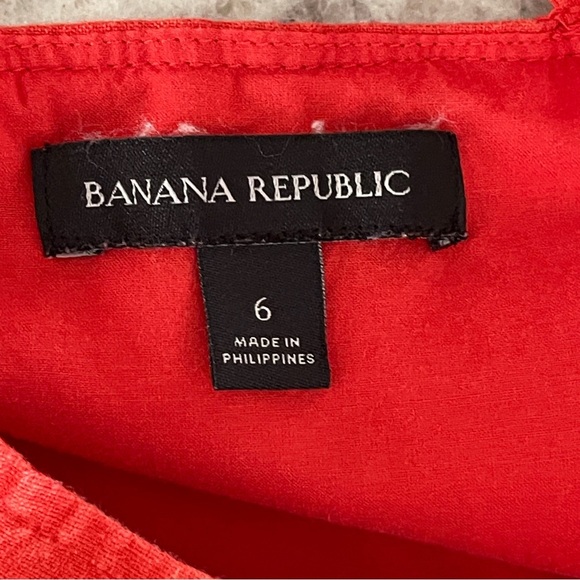 Banana Republic Orange Linen Hi Low Sleeveless Trapeze Dress Size 6 With Pockets - Picture 6 of 9